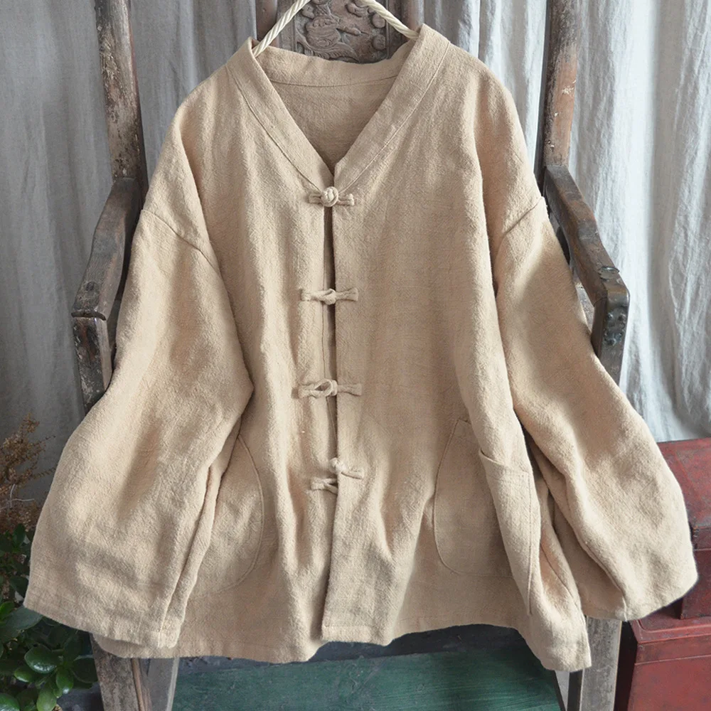 Women Thick Ramie Blouse Retro Vintage Tops Female Single Breasted Handmade Button Chinese Style Blouse Shirts 2020 Solid Color
Women Thick Ramie Blouse Retro Vintage Tops Female Single Breasted Handmade Button Chinese Style Blouse Shirts 2020 Solid Color