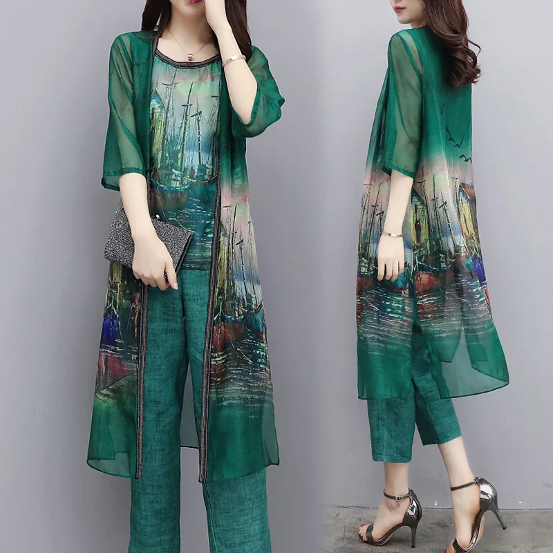 3 Piece Set Pants Chiffon Vest +Cardigan +Cropped Pants Large Size Casual Fashion Suit Female New Women's Suit 4XL
3 Piece Set Pants Chiffon Vest +Cardigan +Cropped Pants Large Size Casual Fashion Suit Female New Women's Suit 4XL
