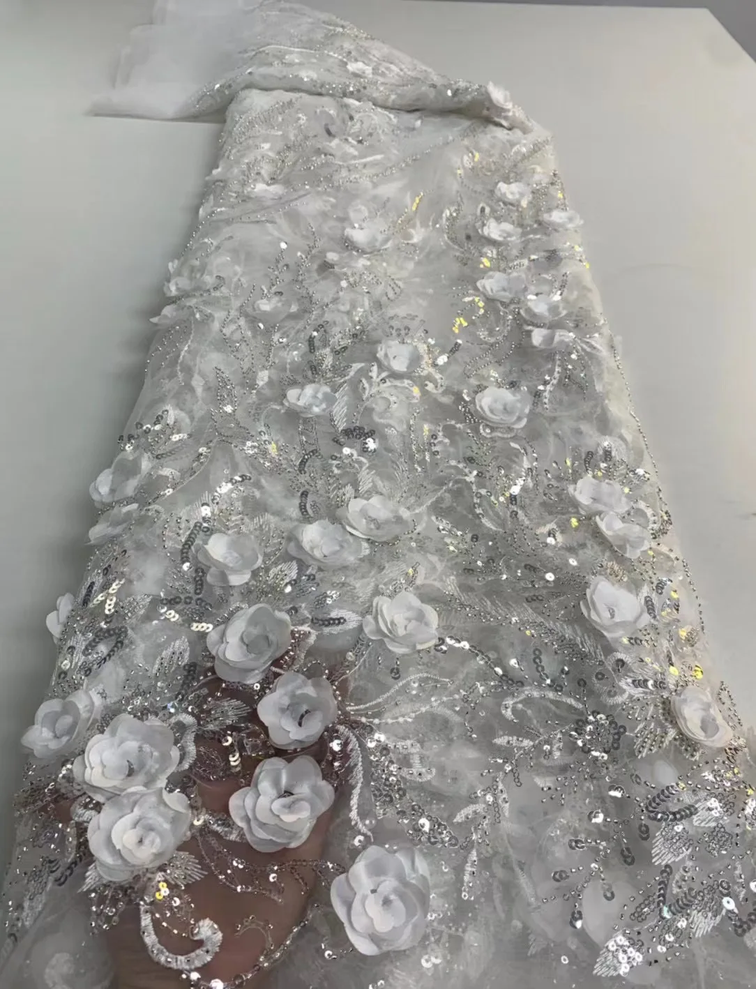 2022 Africa Elegant Whrite Lace Sequins Wedding For Brithday Party Textured Luxury Tulle Fabric French Fashion 5 Yadrs Fabric 
2022 Africa Elegant Whrite Lace Sequins Wedding For Brithday Party Textured Luxury Tulle Fabric French Fashion 5 Yadrs Fabric