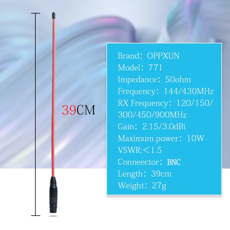 OPPXUN opx-771plus BNC male Dual Band Flexible Antenna For CB handheld Two Way Radio Dual Band NA771 VHF UHF 144 430MHz Antenna 
OPPXUN opx-771plus BNC male Dual Band Flexible Antenna For CB handheld Two Way Radio Dual Band NA771 VHF UHF 144 430MHz Antenna
