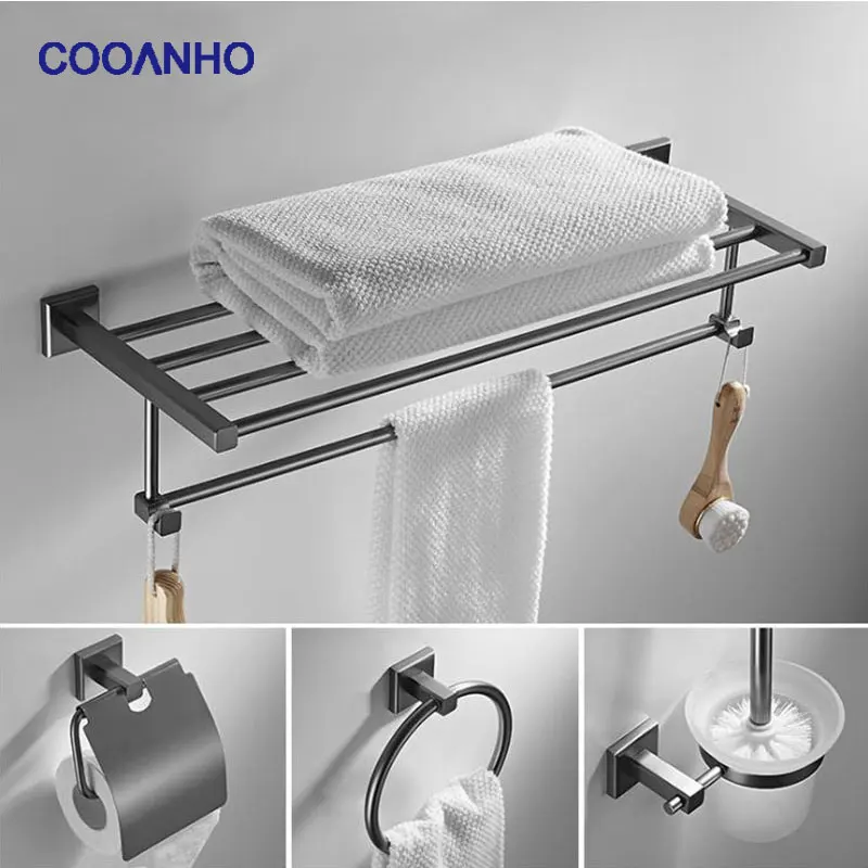 COOANHO Bathroom Hardware Set With Towel Bar, Towel Rack, Towel Ring, Bathrobe Hook, Triangle Basket (Dark Gray)
COOANHO Bathroom Hardware Set With Towel Bar, Towel Rack, Towel Ring, Bathrobe Hook, Triangle Basket (Dark Gray)