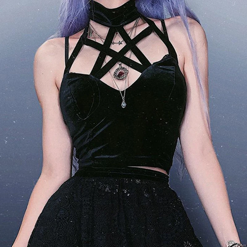 Gothic Knit Fall Winter Sexy Halter Velvet Short Tank Top Women Camisole Bottom Shirt Party Club Streetwear Black Vest Corset
Gothic Knit Fall Winter Sexy Halter Velvet Short Tank Top Women Camisole Bottom Shirt Party Club Streetwear Black Vest Corset