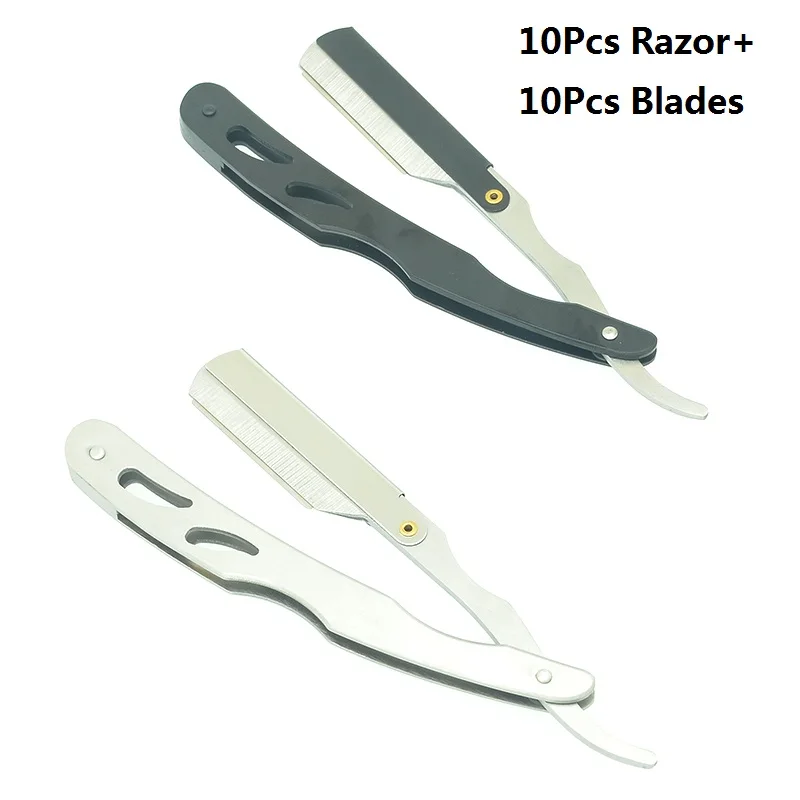 10Pcs Straight Razor with Blades Folding Shaving Knife Professional Men Manual Beard Shaver Stainless Steel Barber Razors HC0012
10Pcs Straight Razor with Blades Folding Shaving Knife Professional Men Manual Beard Shaver Stainless Steel Barber Razors HC0012