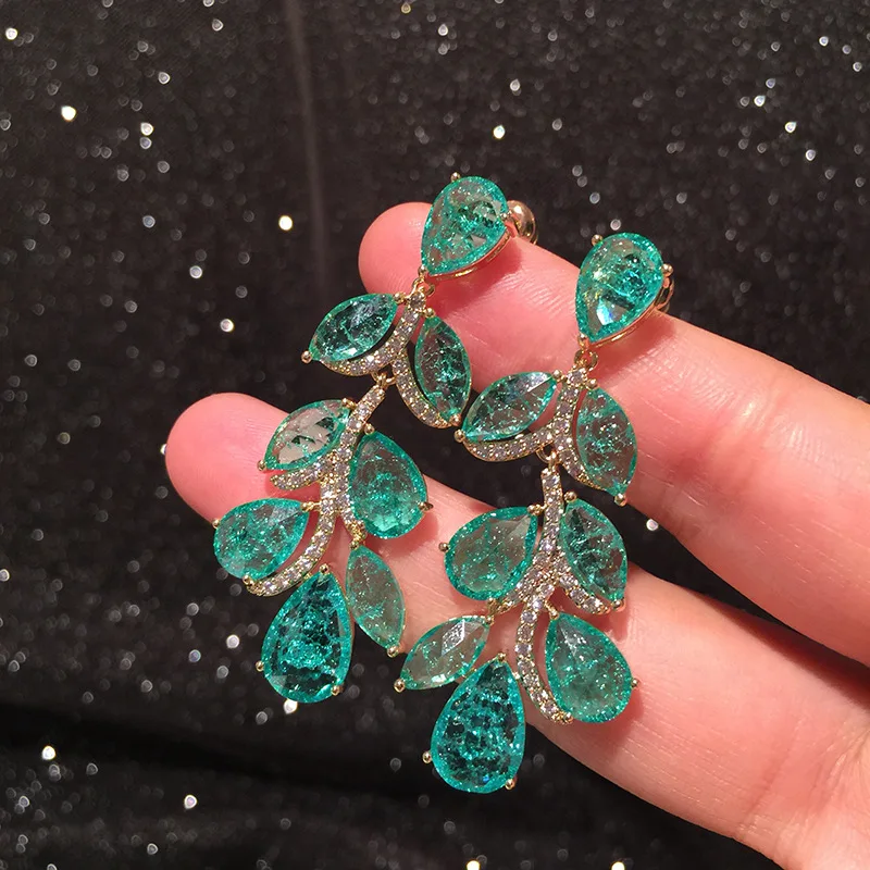 Bilincolor Green Leaf Broken Ice Zircon Tassel Long Earrings for Women Party or Gift
Bilincolor Green Leaf Broken Ice Zircon Tassel Long Earrings for Women Party or Gift