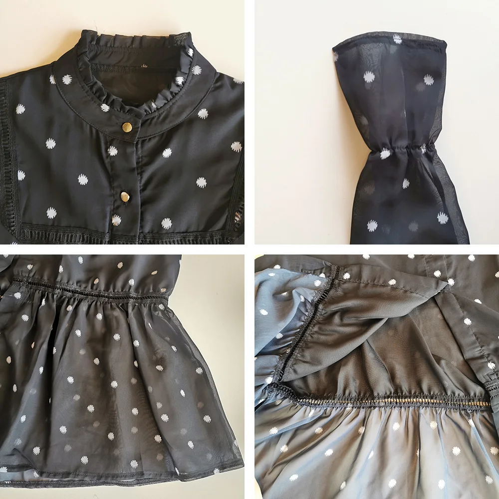 Polka Dot Print Ruffle Long Dress for Wome 2021 Casual Vintage Black Mesh Summer Dresses Long Sleeve Korean OL Office Vestido 
Polka Dot Print Ruffle Long Dress for Wome 2021 Casual Vintage Black Mesh Summer Dresses Long Sleeve Korean OL Office Vestido