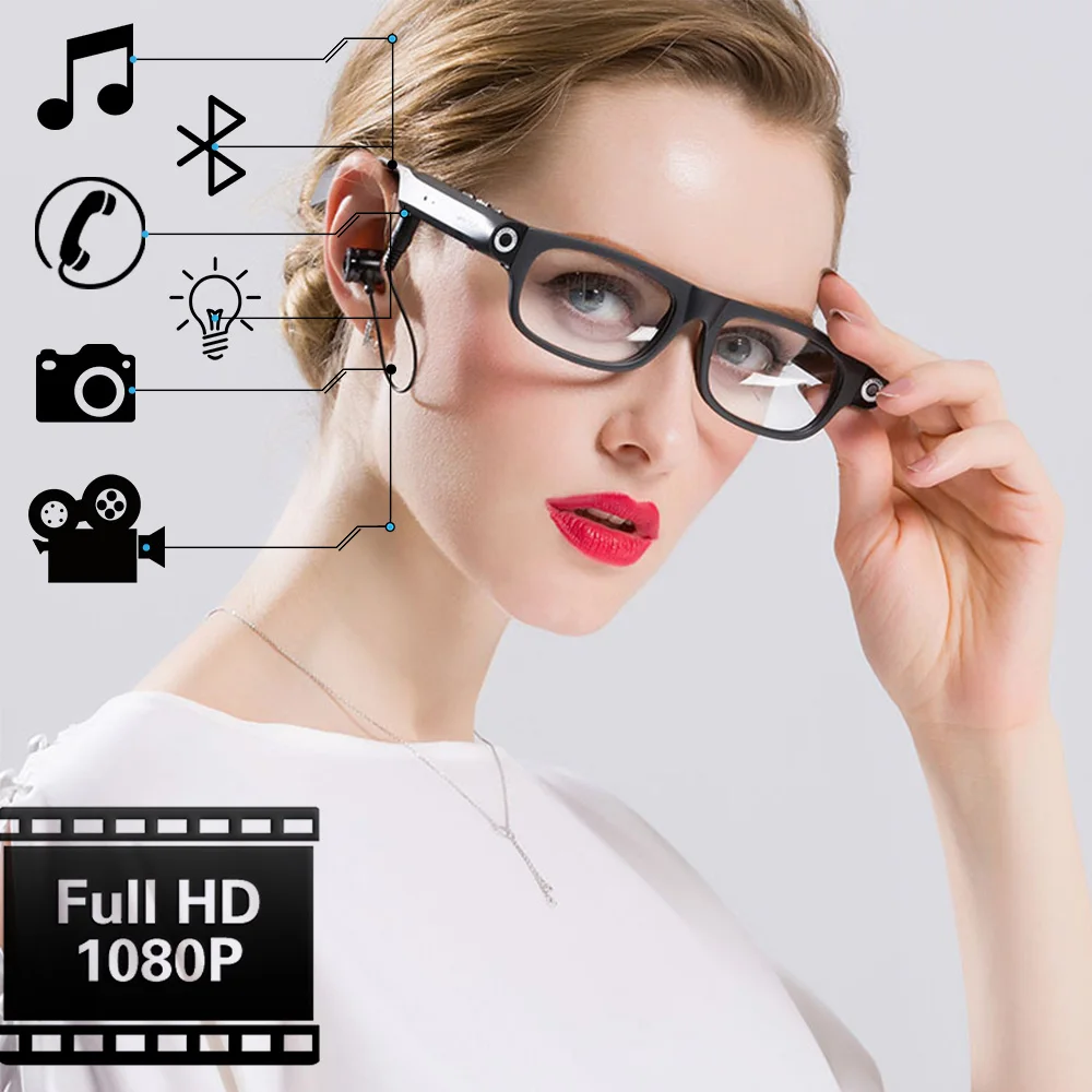 Многофункциональные Bluetooth Видео очки 1080p мини-камера Поддержка минут переговоров