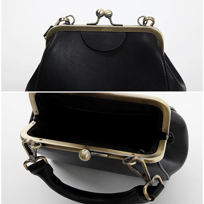 Vintage Women Handbag Kiss Lock PU Leather Clip Bags Female Retro Shoulder Bag Lady Purse Black Leather Messenger Bags
Vintage Women Handbag Kiss Lock PU Leather Clip Bags Female Retro Shoulder Bag Lady Purse Black Leather Messenger Bags