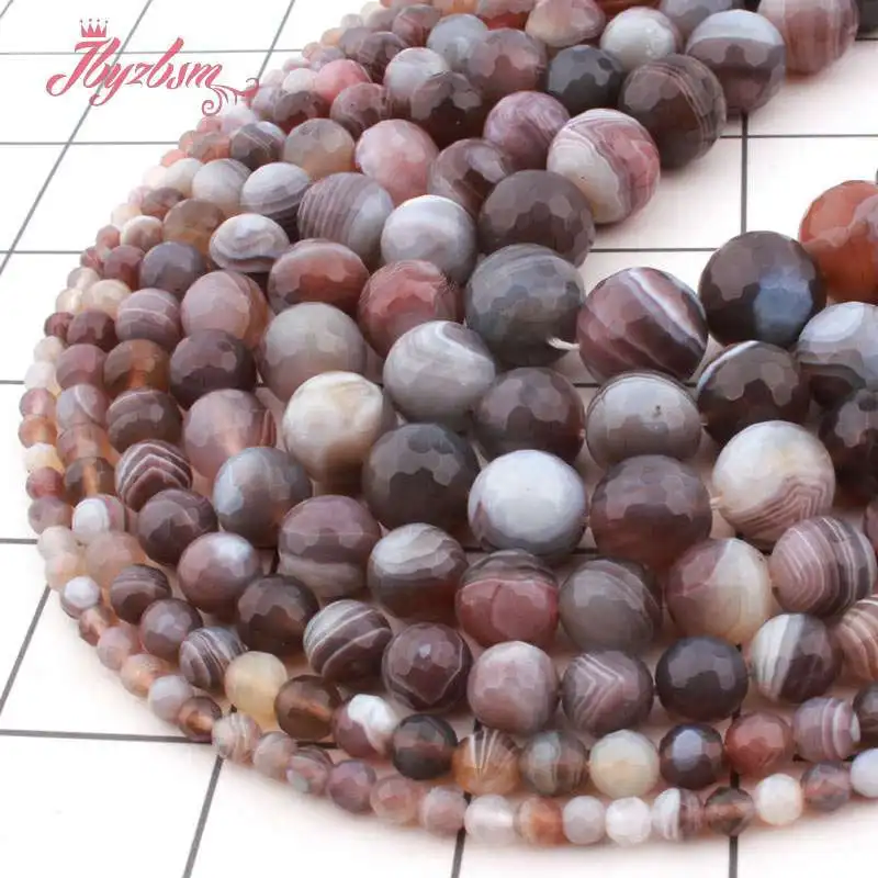 

Natural Botswana Agates Faceted Round Bead Multicolor 4/6/8/10mm Stone Beads For DIY Bracelet Necklace Jewelry Making Strand 15"