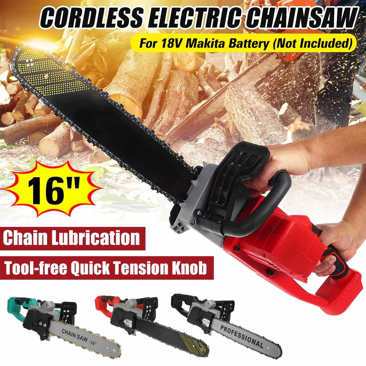 16 inch 2000W Drillpro Electric Brushless Chainsaw Brushless Wood Cutter Logging Saw Power Tool For 18V Makita Battery 300mm
16 inch 2000W Drillpro Electric Brushless Chainsaw Brushless Wood Cutter Logging Saw Power Tool For 18V Makita Battery 300mm