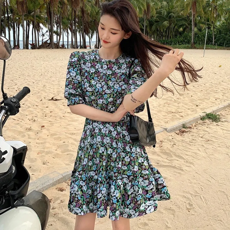 Фото Женские платья летние пикантные Цветочный принт в стиле Бохо пляжные Стиль