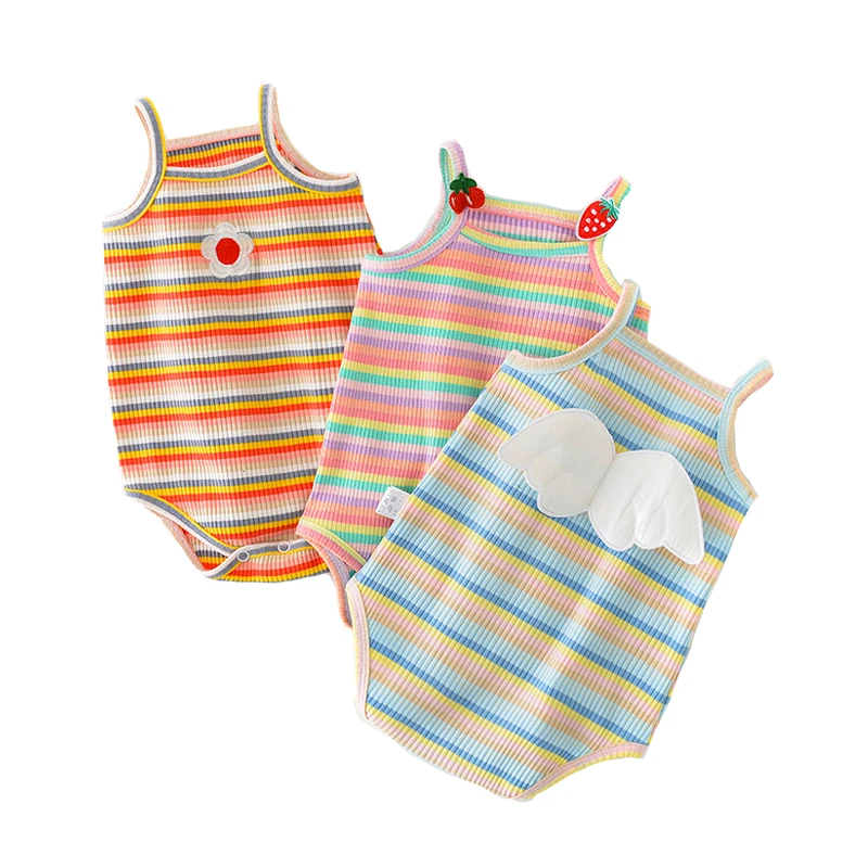 Baby Girls Romper Newborn Rainbow Strip Sleeveless Rompers Children Suspender Jumpsuits Girl One Piece Kids Summer Outfits
Baby Girls Romper Newborn Rainbow Strip Sleeveless Rompers Children Suspender Jumpsuits Girl One Piece Kids Summer Outfits