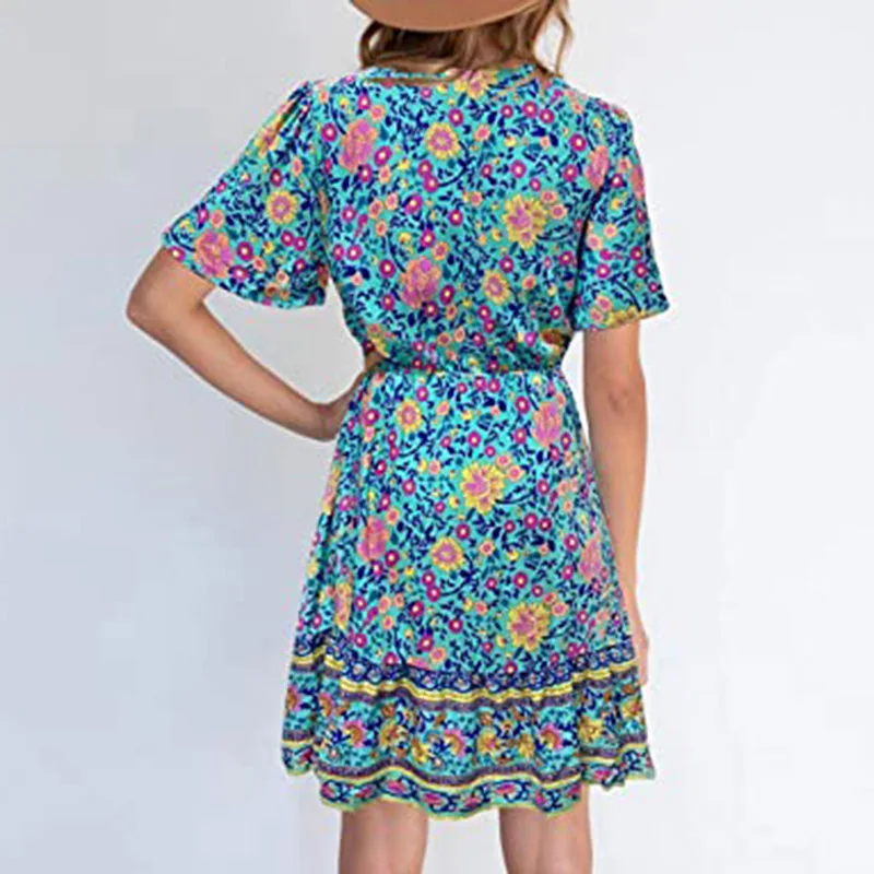 Bohemian Women Print Slim Fit Mini Dress Elegant Lady V Neck Short Sleeve Dress Summer Beach Colorful High Waist Dress Vestidos
Bohemian Women Print Slim Fit Mini Dress Elegant Lady V Neck Short Sleeve Dress Summer Beach Colorful High Waist Dress Vestidos