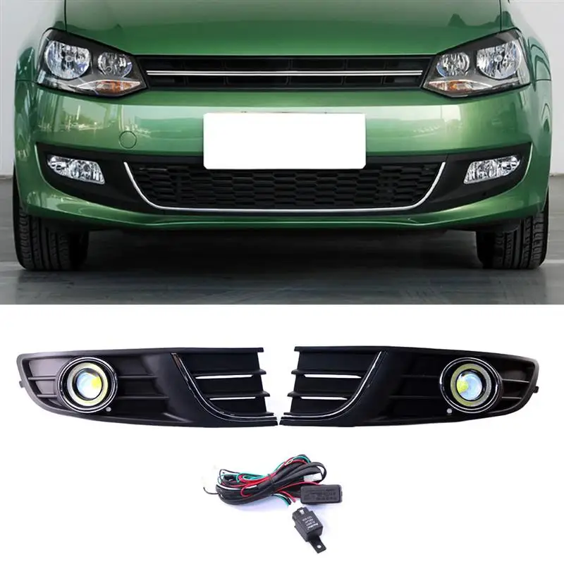 DRL Daytime Running Lights Angel Eyes LED Projector Front Driving Fog Lights Kit For VW Polo Vivo Sedan 2011-2013 6QD854661A
DRL Daytime Running Lights Angel Eyes LED Projector Front Driving Fog Lights Kit For VW Polo Vivo Sedan 2011-2013 6QD854661A