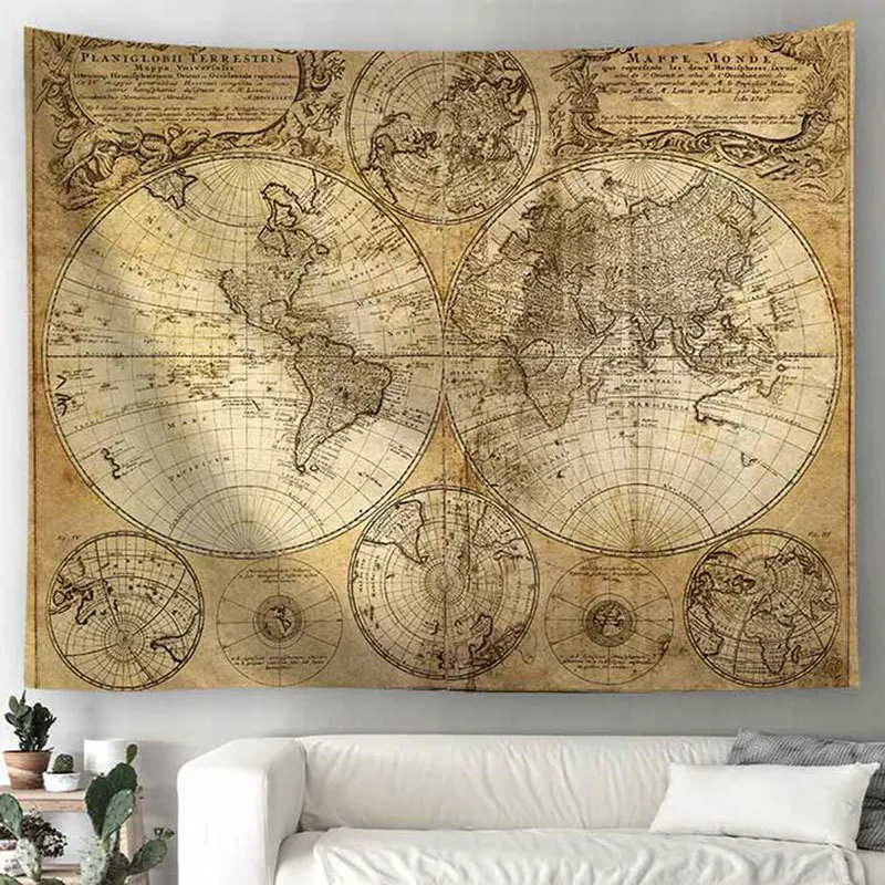 

World Map Printed Boho Home Decor Tapestry Wall Hanging Curtain Sheets Picnic Blanket Hippie Macrame Psychedelic Tapestry