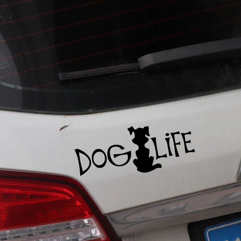 YJZT 18.2X7.5CM Dog Life Silhouette Window Car Sticker Pet Love Dogs Pawprint Puppy Vinyl Decal Black/Silver C24-1452 | Автомобили и
