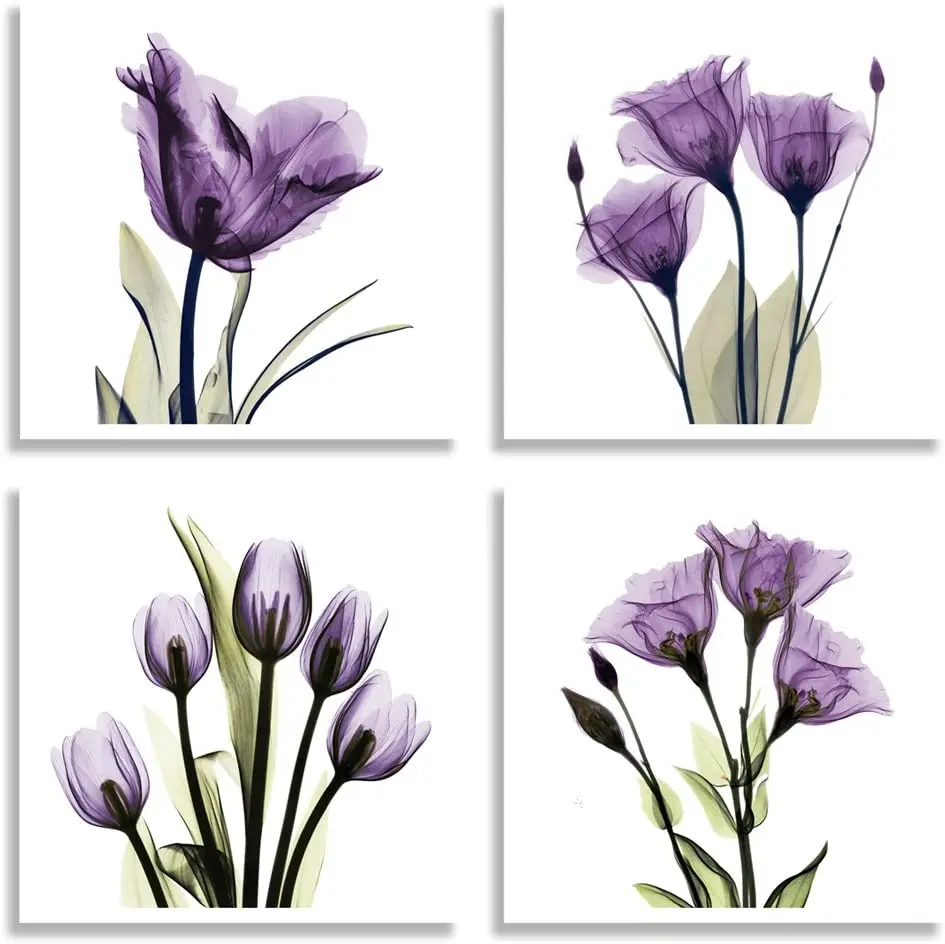 

Фиолетовая синяя тюльпан растение цветок холст картина плакат Современный минимализм настенное искусство картина для декора гостиной