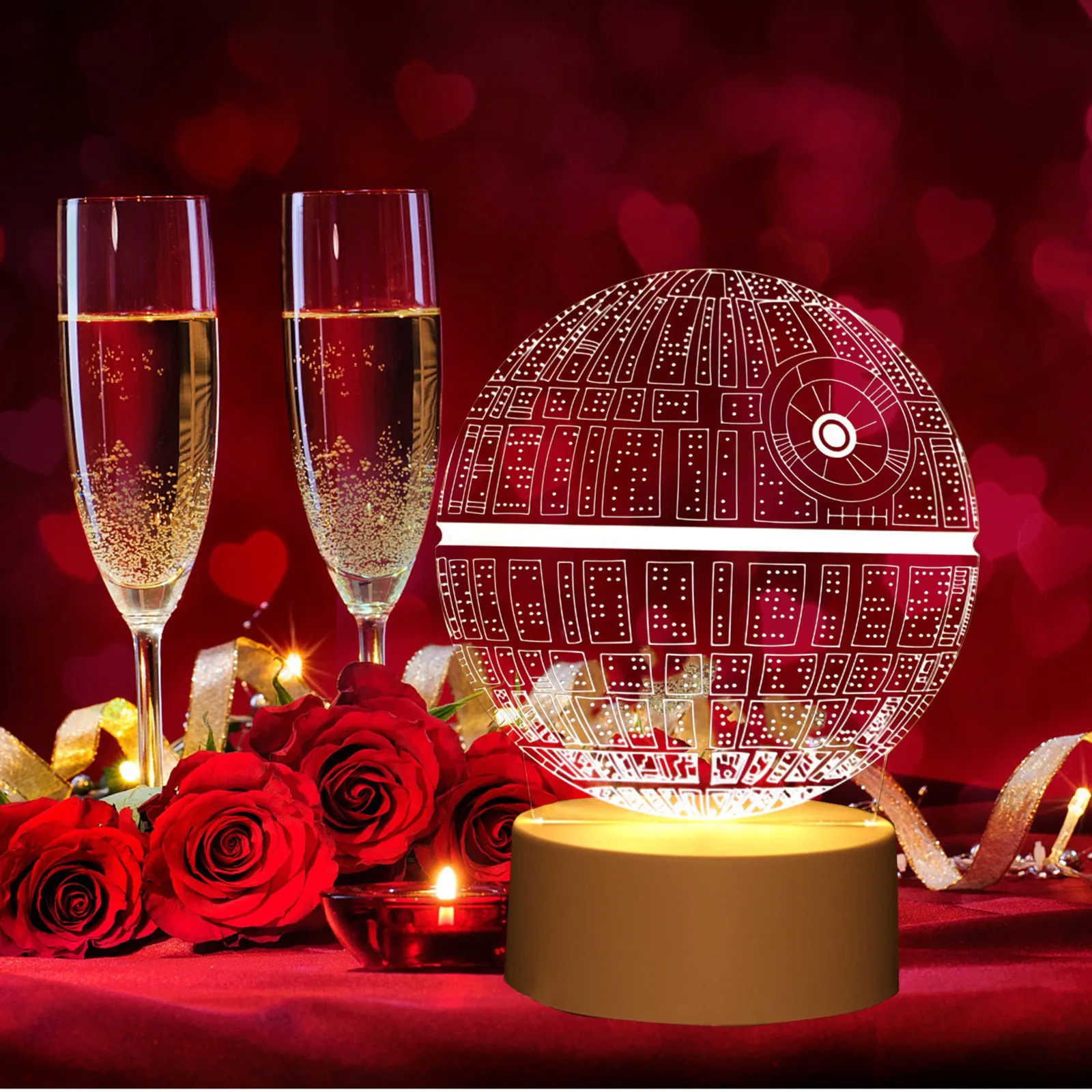 

Акриловый 3D ночсветильник на День святого Валентина с USB, настольное украшение, романтическое домашнее ландшафтное украшение, подарок на де...