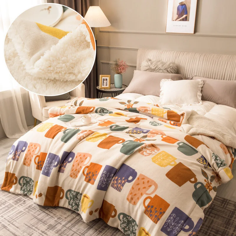 Dual-sided Velvet Lamb Cashmere Blanket Winter Warm Thick 2 Layers Sleeping Blanket Bed Cover Fashion Print Travel Shawl Blanket
Dual-sided Velvet Lamb Cashmere Blanket Winter Warm Thick 2 Layers Sleeping Blanket Bed Cover Fashion Print Travel Shawl Blanket
