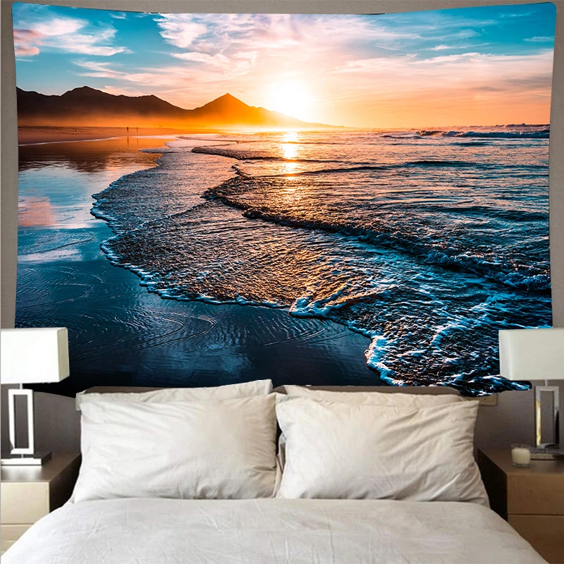 Nature Landscape Beautiful sunsets ins big wave beach Blue Sea Tapestry Wall-to-Background Carpet Blanket Home decoration
Nature Landscape Beautiful sunsets ins big wave beach Blue Sea Tapestry Wall-to-Background Carpet Blanket Home decoration
