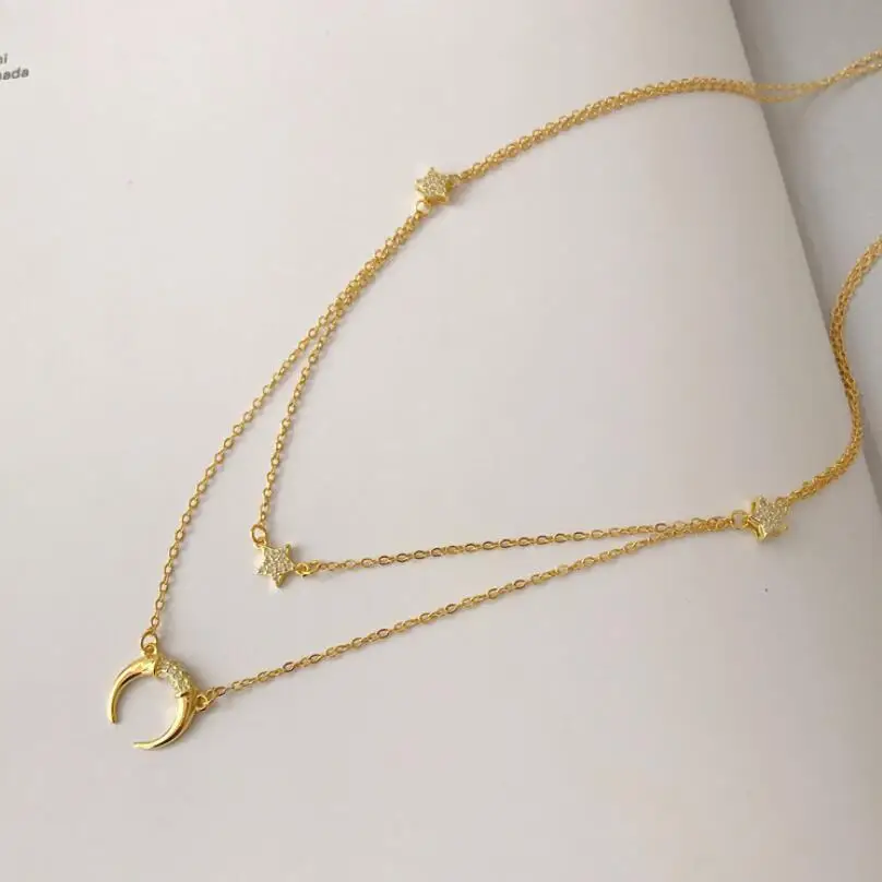 925 Sterling Silver Cube Zirconia Moon & Star Choker Necklace For Women Double Layer Clavicle Chain Choker Necklaces Jewelry
925 Sterling Silver Cube Zirconia Moon & Star Choker Necklace For Women Double Layer Clavicle Chain Choker Necklaces Jewelry