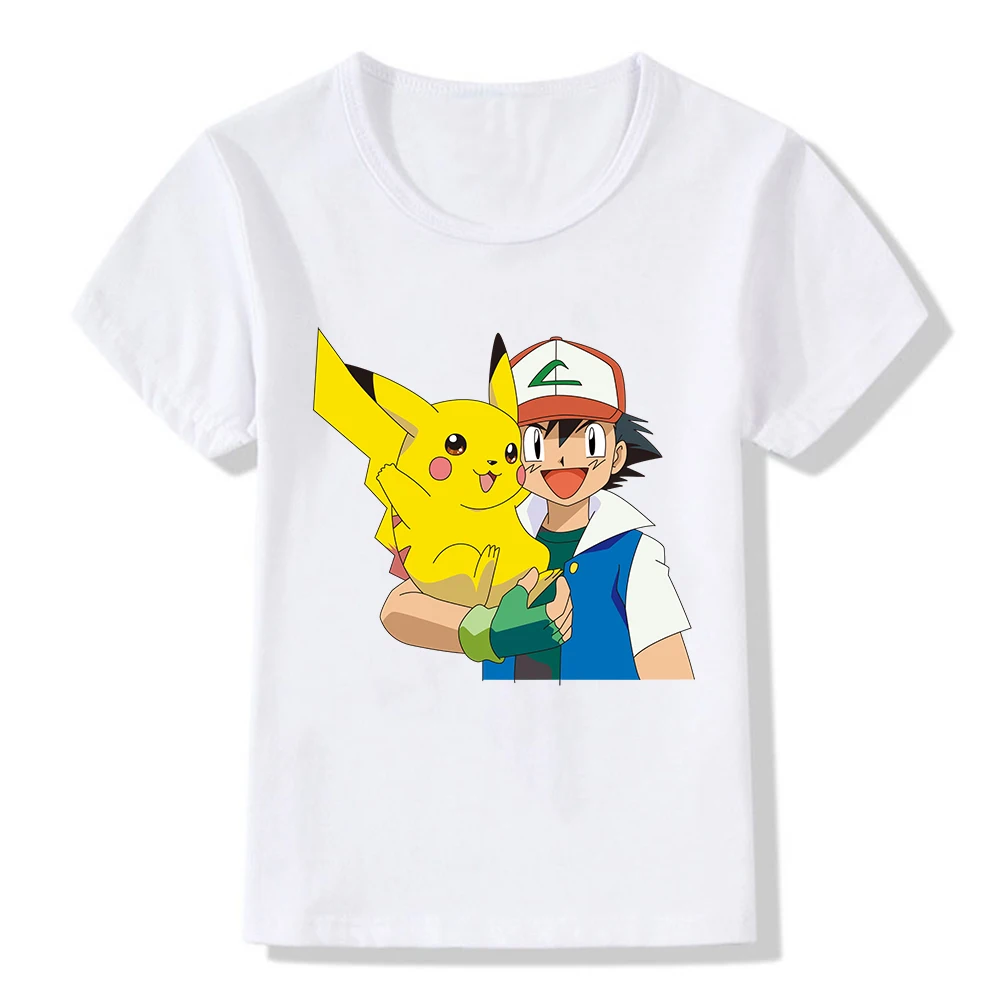 Детская футболка Pokemon Pikachu & Ash Ketchum модная с мультяшным принтом для мальчиков и