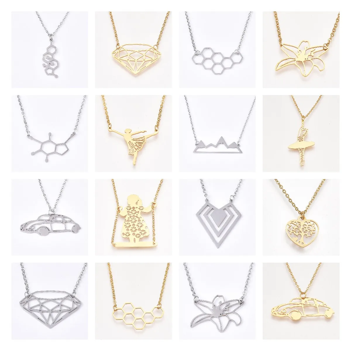 10pcs Stainless Steel Necklace Honeycomb Flower Diamond Heart Hollow Pendant Choker Chain For Women Men Party Jewelry Gift Joyas
10pcs Stainless Steel Necklace Honeycomb Flower Diamond Heart Hollow Pendant Choker Chain For Women Men Party Jewelry Gift Joyas