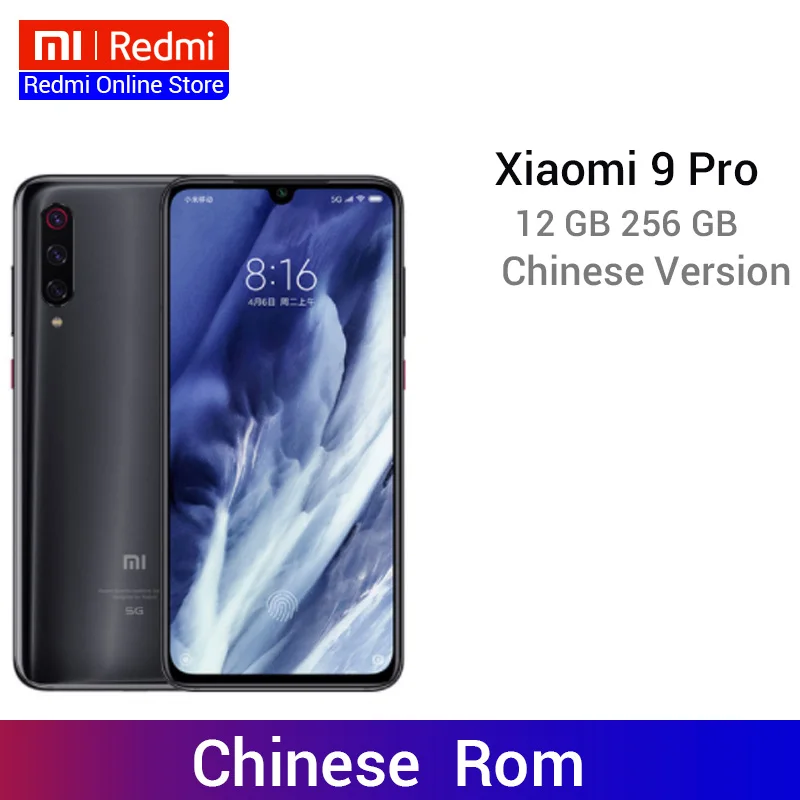 Оригинал Xiaomi Mi 9 pro Mi9 Pro (5G) 12 Гб 256 Смартфон Snapdragon 855 Plus 48 МП тройные камеры QC4.0 + 4000