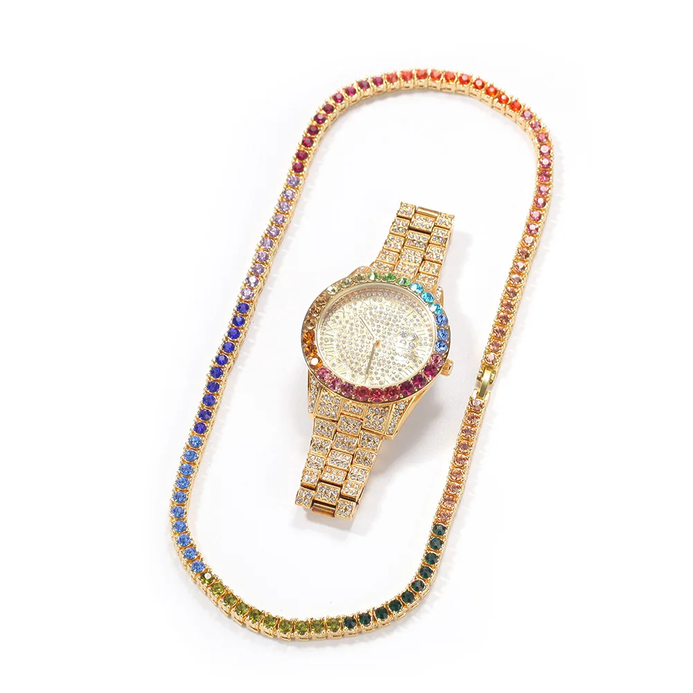 Hip Hop Men Alloy Color Watch & Necklace & Bracelet Combo Set Ice Out Cuban Jewerly Crystal Miami Neckalce Chain For Men
Hip Hop Men Alloy Color Watch & Necklace & Bracelet Combo Set Ice Out Cuban Jewerly Crystal Miami Neckalce Chain For Men
