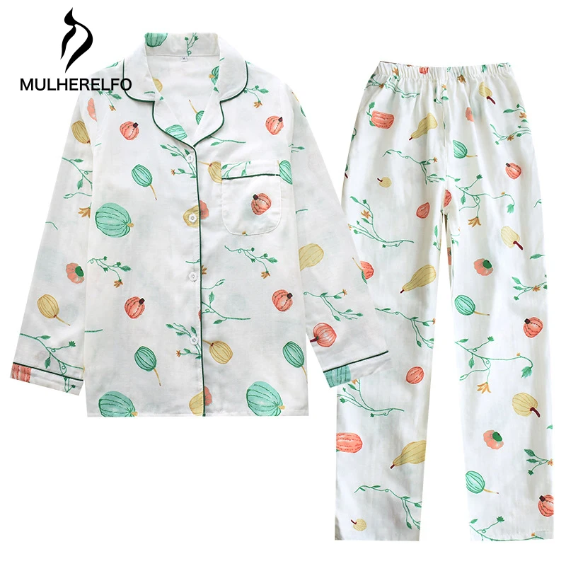 Turn-Down Collar Long Sleeve 2-Piece Women Pajamas Casual Single Breasted Female Homewear Loose Lovely Pumpkin Cartoon Nightwear
Turn-Down Collar Long Sleeve 2-Piece Women Pajamas Casual Single Breasted Female Homewear Loose Lovely Pumpkin Cartoon Nightwear