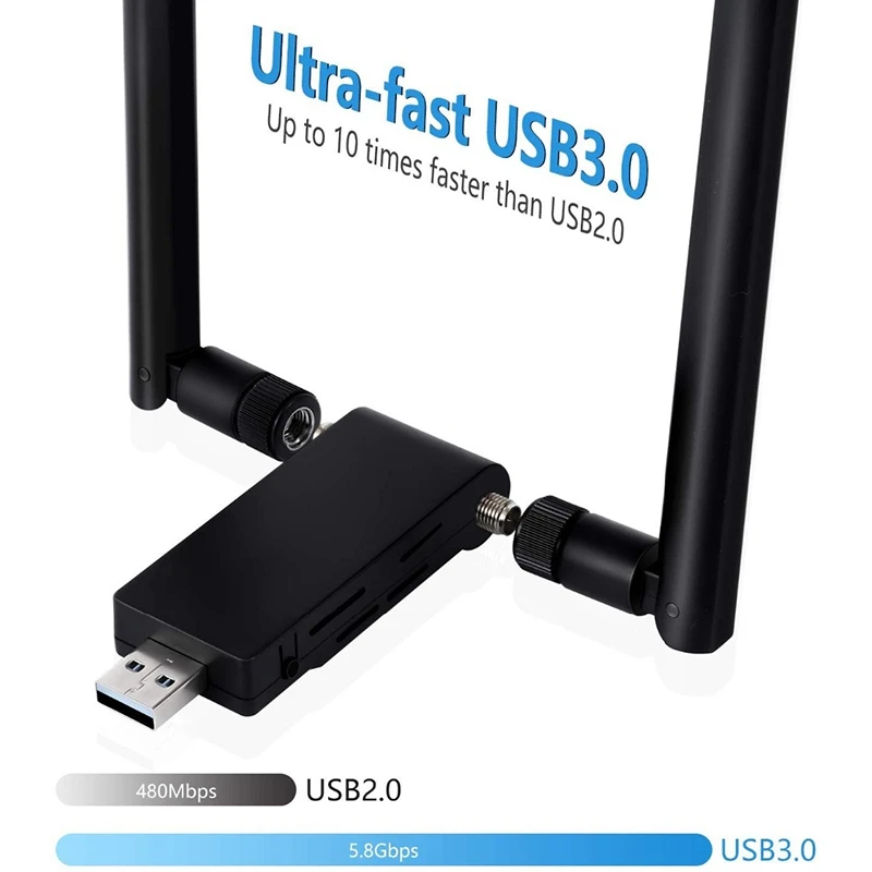 USB Wireless Wifi Adapter Dual Band 2.4G&5.8G Antenna Wifi Dongle 1200Mbps USB Network Card for PC Laptop
USB Wireless Wifi Adapter Dual Band 2.4G&5.8G Antenna Wifi Dongle 1200Mbps USB Network Card for PC Laptop
