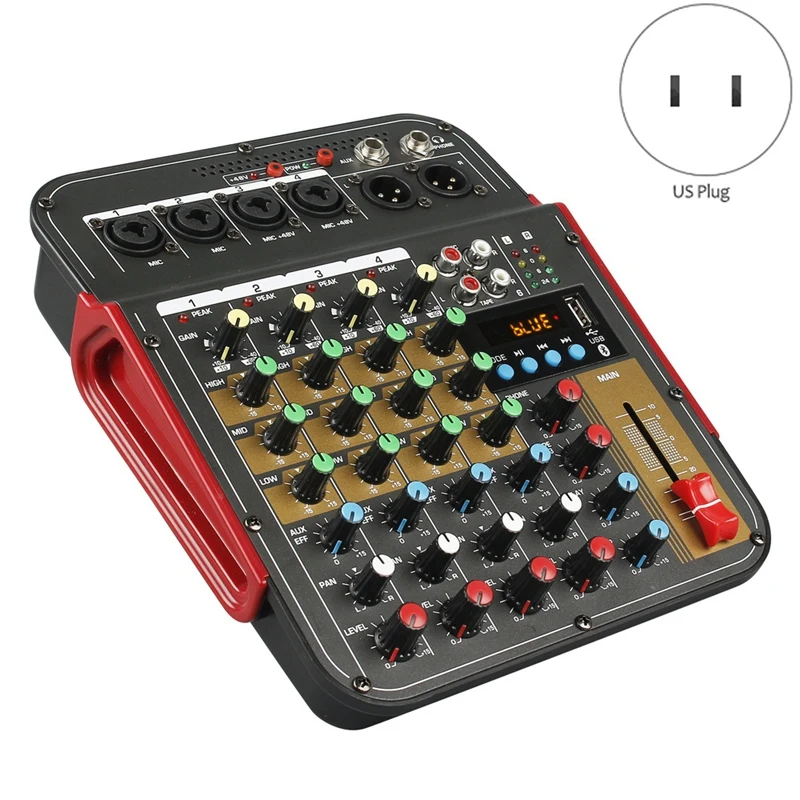 TM4 Digital 4-Channel Audio Mixer Console Mixing Built-in 48V Phantom Power with BT Function US Plug | Электроника
