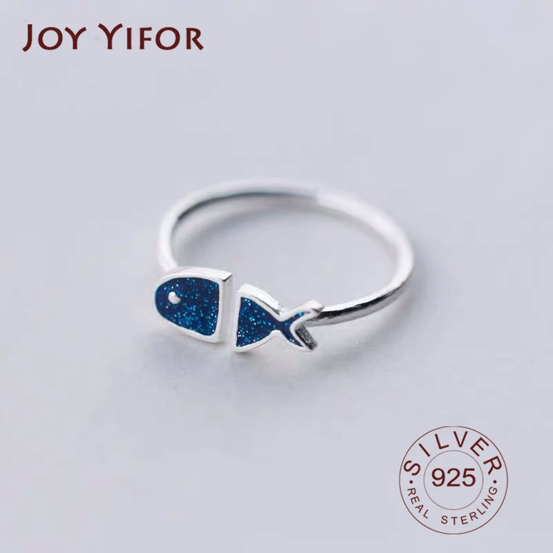 Real 925 Sterling Silver Geometric Black Enamel blue fish Adjustable Ring Minimalist Fine Jewelry For Women Party Gift 
Real 925 Sterling Silver Geometric Black Enamel blue fish Adjustable Ring Minimalist Fine Jewelry For Women Party Gift