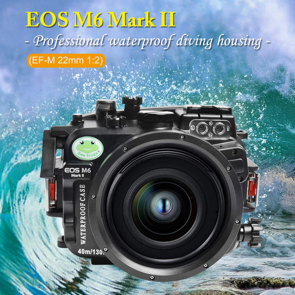 

For Canon EOS M6 Mark II (22mm) 40m/130ft Sea Frogs Underwater Camera Housing Diving Waterproof Case Cover