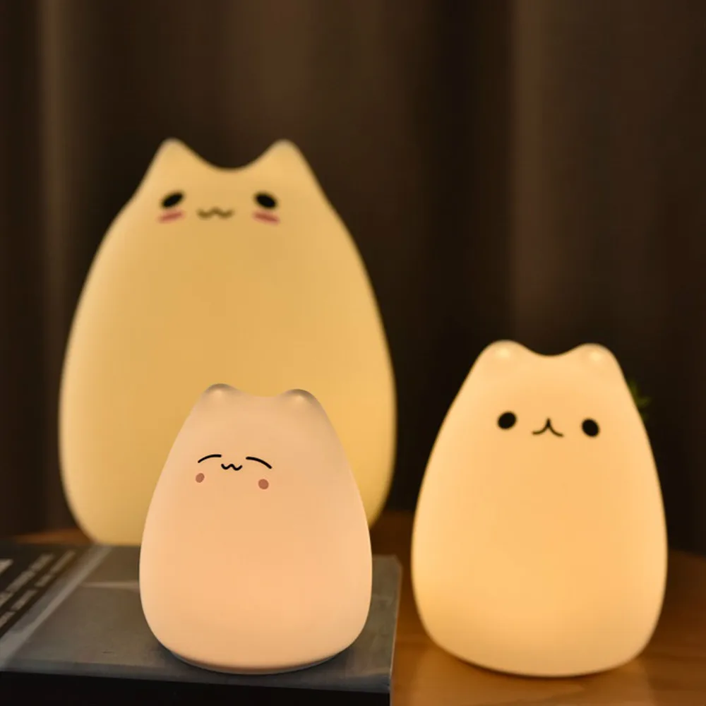 Cute Animal Little Cat Touch Sensor Control LED Night Lights 3AAA Batteries Soft Silicone LED Lamp Lantern Gift Decorative Lamp
Cute Animal Little Cat Touch Sensor Control LED Night Lights 3AAA Batteries Soft Silicone LED Lamp Lantern Gift Decorative Lamp