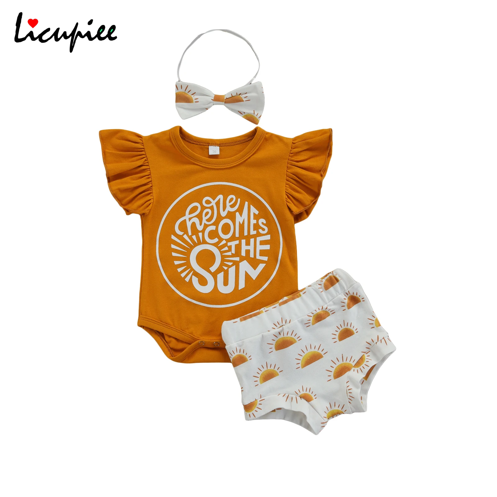 0-18 Months Letter Toddler Flying Sleeve Romper + Shorts + Bow Hairband, Small Sun Print Casual Summer Clothing
0-18 Months Letter Toddler Flying Sleeve Romper + Shorts + Bow Hairband, Small Sun Print Casual Summer Clothing