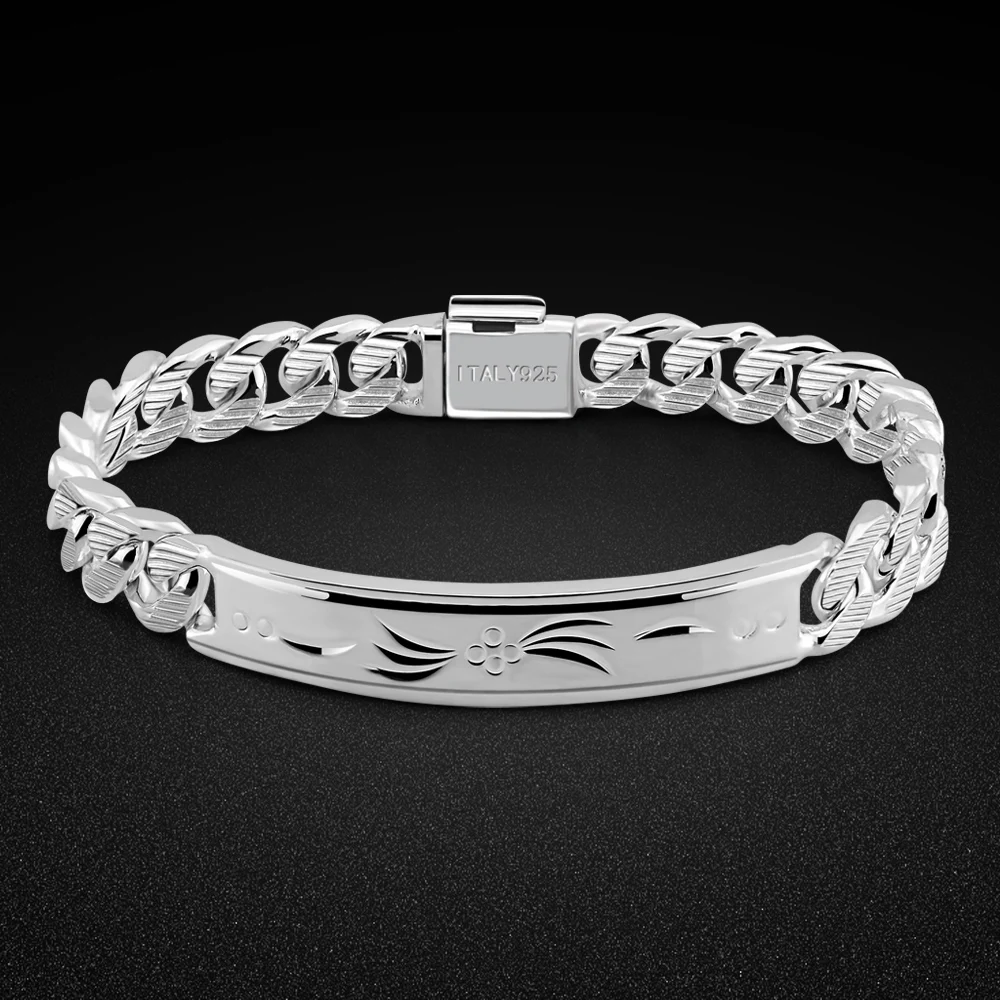 Classic 10MM Original Silver Men's Bracelet 925 Sterling Silver Cuban Chain Carving Card Pendant Silver Chain Party Jewelry
Classic 10MM Original Silver Men's Bracelet 925 Sterling Silver Cuban Chain Carving Card Pendant Silver Chain Party Jewelry