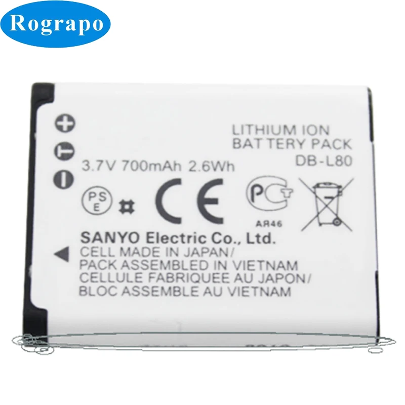 

New 700mAh DB-L80 D-LI88 D LI88 Replacement Battery For SANYO VPC-CG10 VPC-CG20 For PENTAX VPC-CG88 CG100 Full Accumulator