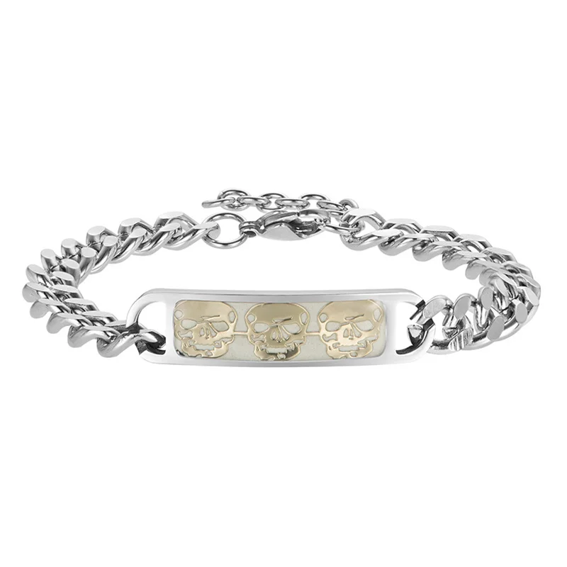Fashion luminous skull bracelet European and American classic men's punk jewelry wholesale
Fashion luminous skull bracelet European and American classic men's punk jewelry wholesale