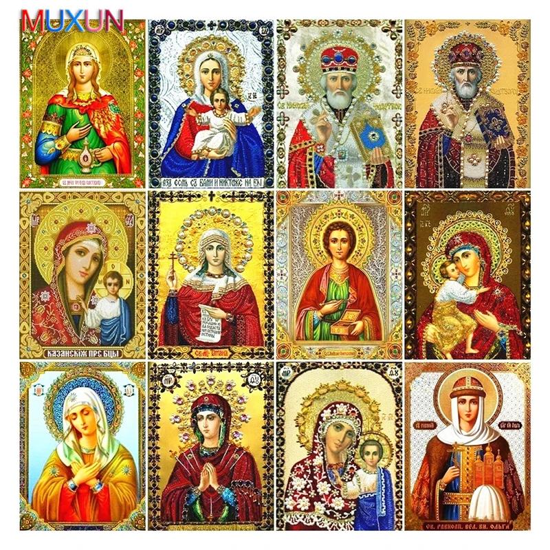 5D Diy алмазная живопись Девы Марии картины Стразы мозаика Религия значок камни в