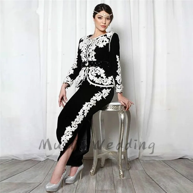 New Black Evening Dress Karakou Algerian White Appliques Short Prom Dress 2021 Vintage Long Sleeve Formal Women Evening Gowns
New Black Evening Dress Karakou Algerian White Appliques Short Prom Dress 2021 Vintage Long Sleeve Formal Women Evening Gowns
