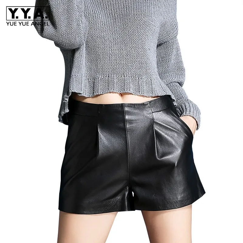 Korean Fashion Genuine Leather Shorts Womens Black Loose Wide Leg Shorts Brand Streetwear Office Zipper Sheepskin Shorts Pocket
Korean Fashion Genuine Leather Shorts Womens Black Loose Wide Leg Shorts Brand Streetwear Office Zipper Sheepskin Shorts Pocket