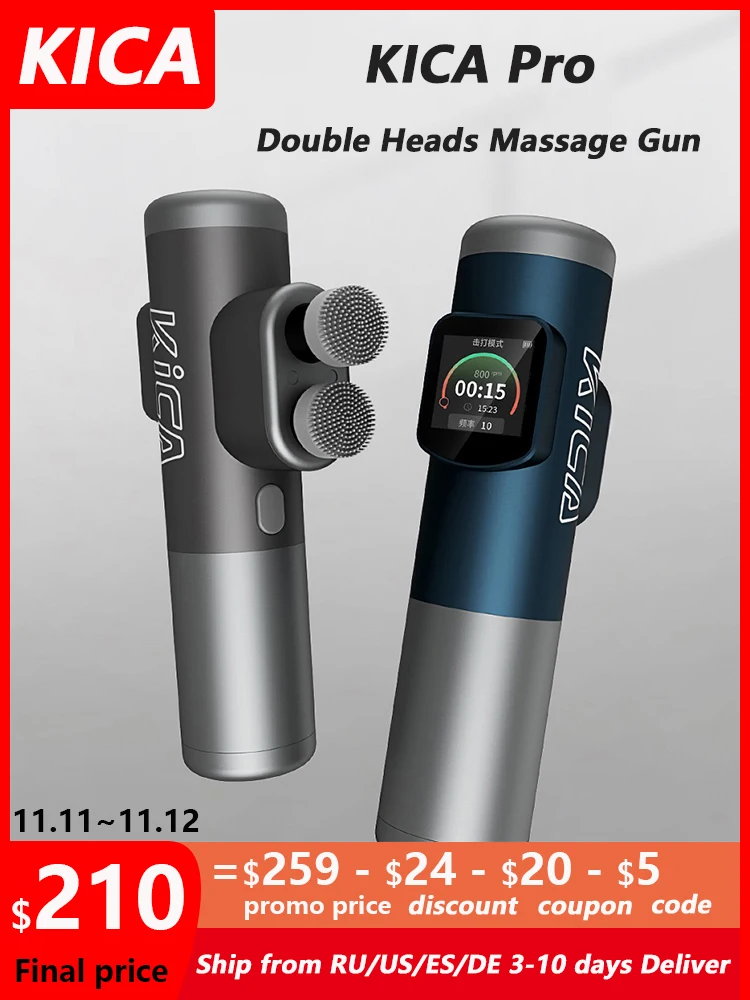 KiCA Pro массажный пистолет с двойной головкой многофункциональный массажер для тела/шеи/спины/ног Электрический мышечный пистолет для фитнес... 
KiCA Pro массажный пистолет с двойной головкой многофункциональный массажер для тела/шеи/спины/ног Электрический мышечный пистолет для фитнес...