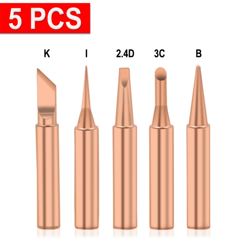 5Pcs Soldering Iron Tips I+B+K+2.4D+3C Pure Copper 900M Soldering Iron Head Set Inside Hot Copper Electric Soldering Iron Tip
5Pcs Soldering Iron Tips I+B+K+2.4D+3C Pure Copper 900M Soldering Iron Head Set Inside Hot Copper Electric Soldering Iron Tip