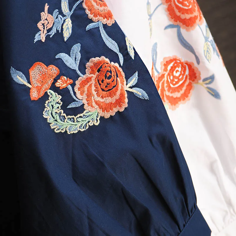 Women's spring autumn embroidery three quarter sleeve short shirt female casual slim cotton vintage blouse tops TB3845
Women's spring autumn embroidery three quarter sleeve short shirt female casual slim cotton vintage blouse tops TB3845