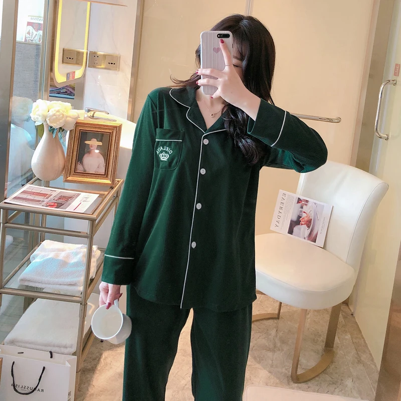 2020 Autumn Winter Long Sleeve Cotton Pajama Sets For Women Sleepwear Suit Pyjamas Loungewear Homewear Pijama Mujer Home Clothes 
2020 Autumn Winter Long Sleeve Cotton Pajama Sets For Women Sleepwear Suit Pyjamas Loungewear Homewear Pijama Mujer Home Clothes