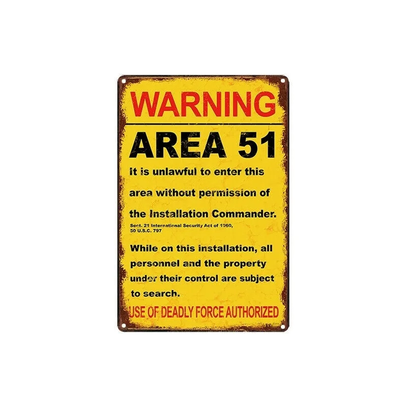Metal Tin Sign warning area 51 Decor Bar Pub Home Vintage Retro(Visit Our Store, More Products!!!)
Metal Tin Sign warning area 51 Decor Bar Pub Home Vintage Retro(Visit Our Store, More Products!!!)