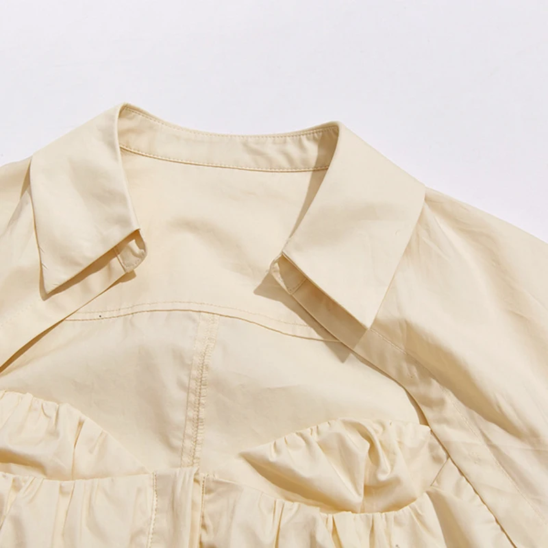 VGH Apricot Fake Two Shirts For Women Lapel Long Sleeve Drawstring Slim Casual Blouses Female 2021 Spring Fashion Clothing Style
VGH Apricot Fake Two Shirts For Women Lapel Long Sleeve Drawstring Slim Casual Blouses Female 2021 Spring Fashion Clothing Style
