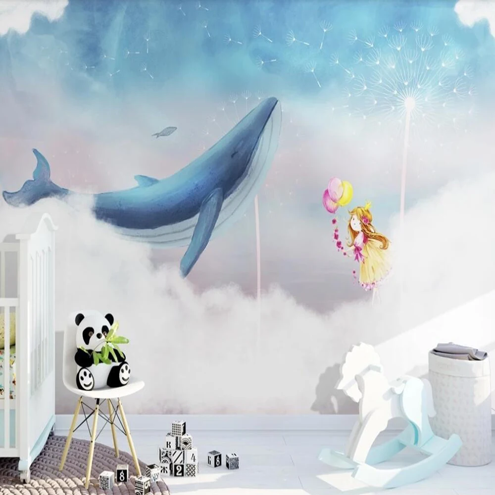 3D custom wallpaper mural sky and white clouds whale Dandelion children's room backdrop decorative painting murals wallpaper
3D custom wallpaper mural sky and white clouds whale Dandelion children's room backdrop decorative painting murals wallpaper