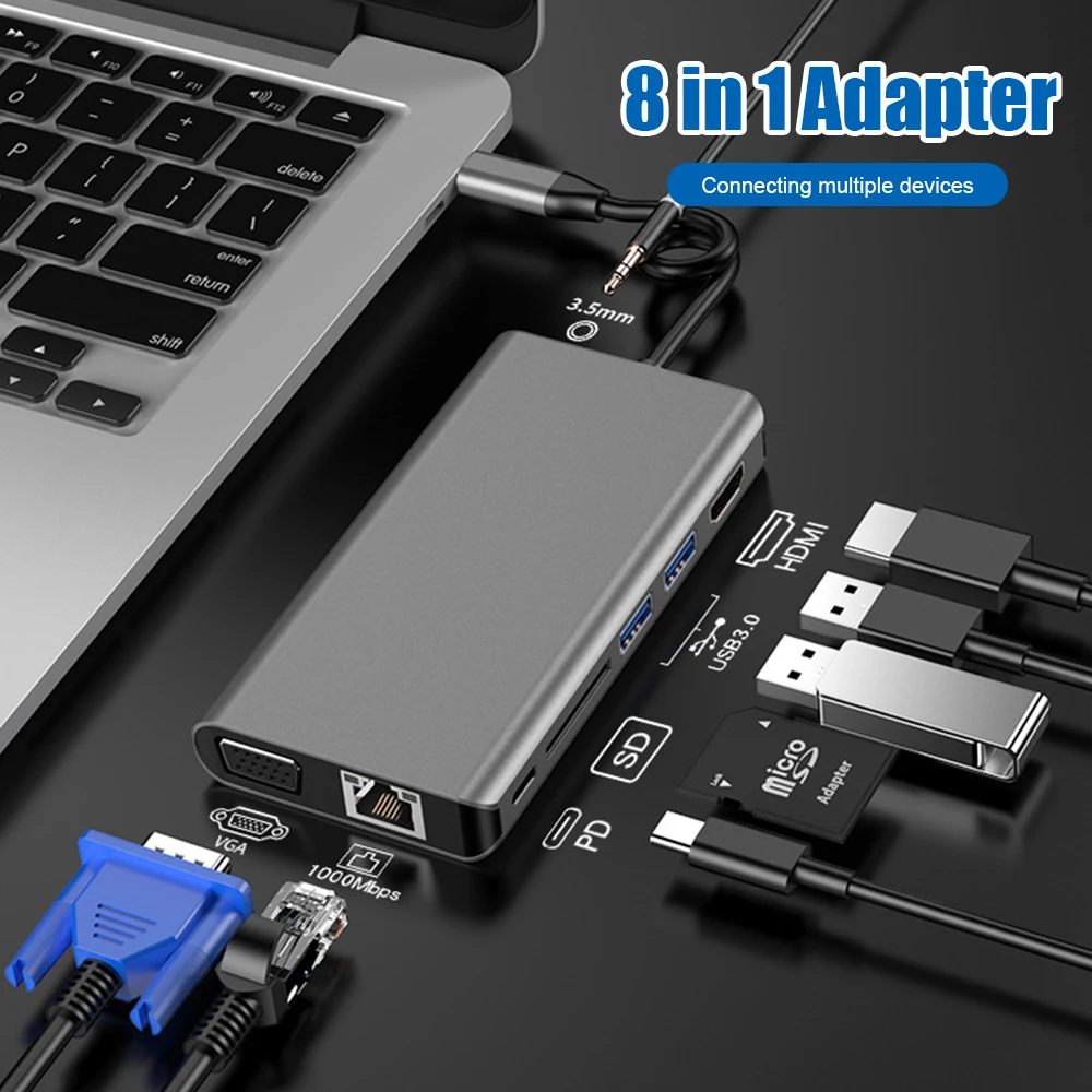 Type C USB 3.0 Hub Portable Multiport Adapter Card Reader Docking Station 4K HDMI for MacBook
Type C USB 3.0 Hub Portable Multiport Adapter Card Reader Docking Station 4K HDMI for MacBook