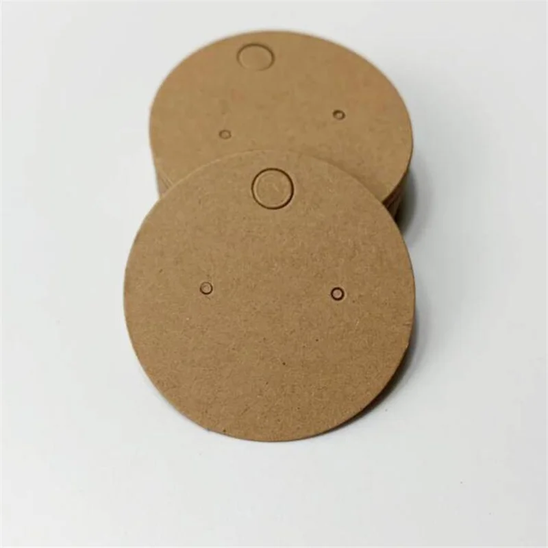 100pcs Round Cardboard Earring Display Cards Blank Kraft Paper Jewelry Hanging Tags for Ear Studs Selling Packaging - купить по